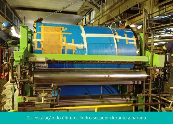2 - Instalação do último cilindro secador durante a parada.jpg